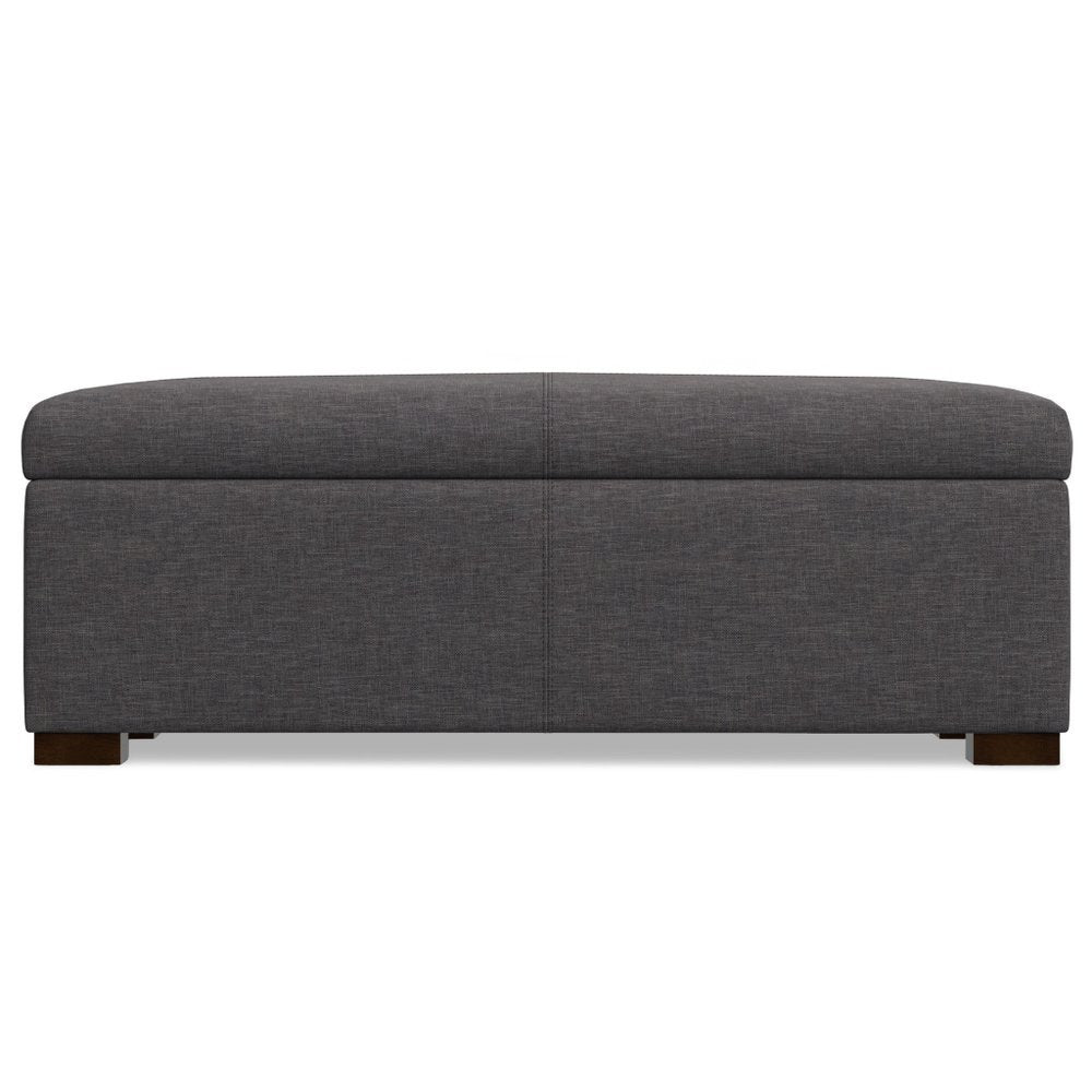 48" Brown And Walnut Faux Leather Ottoman With Storage — view 11