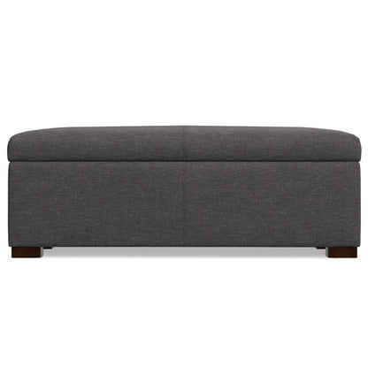 48" Brown And Walnut Faux Leather Ottoman With Storage HomeRoots