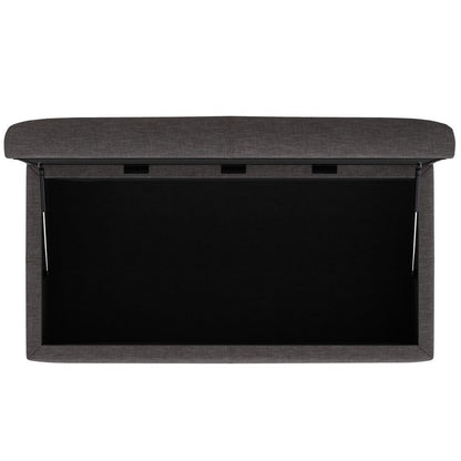 48" Brown And Walnut Faux Leather Ottoman With Storage HomeRoots