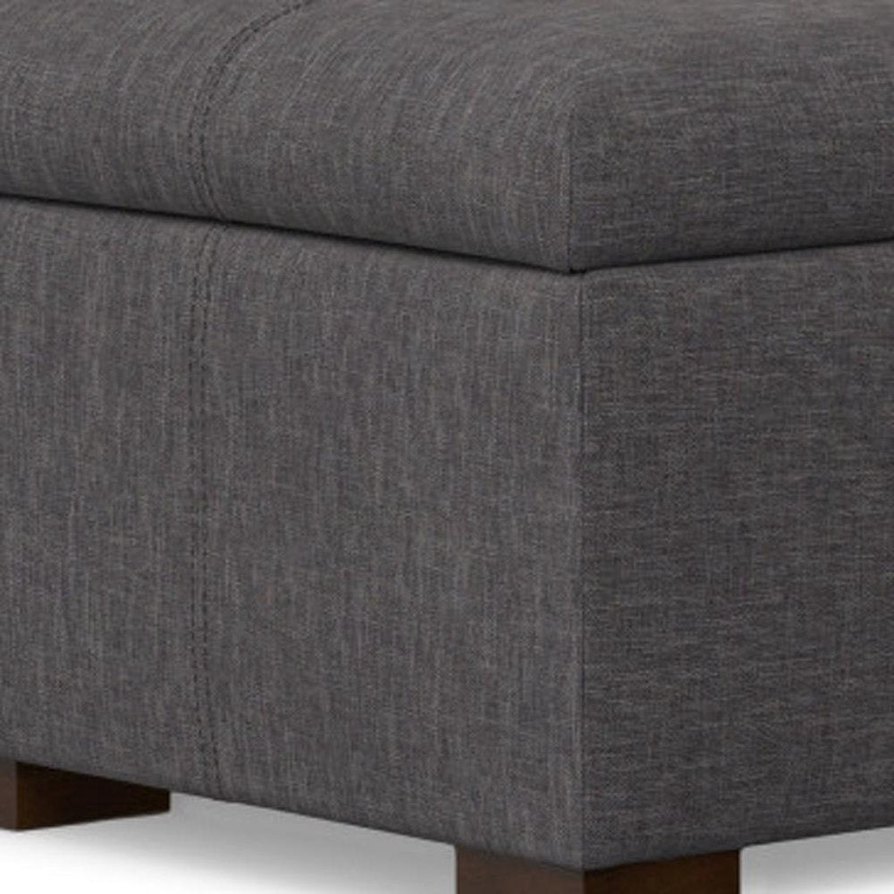 48" Brown And Walnut Faux Leather Ottoman With Storage HomeRoots