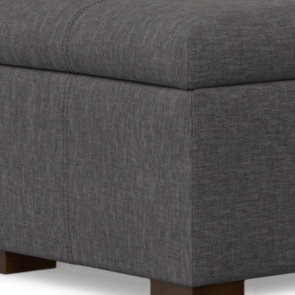 48" Brown And Walnut Faux Leather Ottoman With Storage HomeRoots