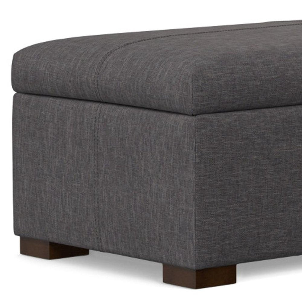 48" Brown And Walnut Faux Leather Ottoman With Storage HomeRoots
