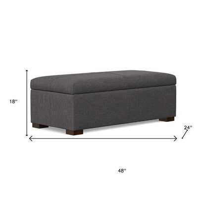 48" Brown And Walnut Faux Leather Ottoman With Storage HomeRoots