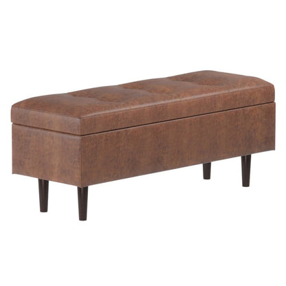 48" Brown Tufted Ottoman With Storage HomeRoots