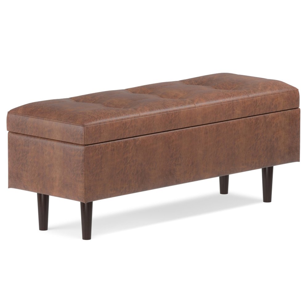 48" Brown Tufted Ottoman With Storage — view 1