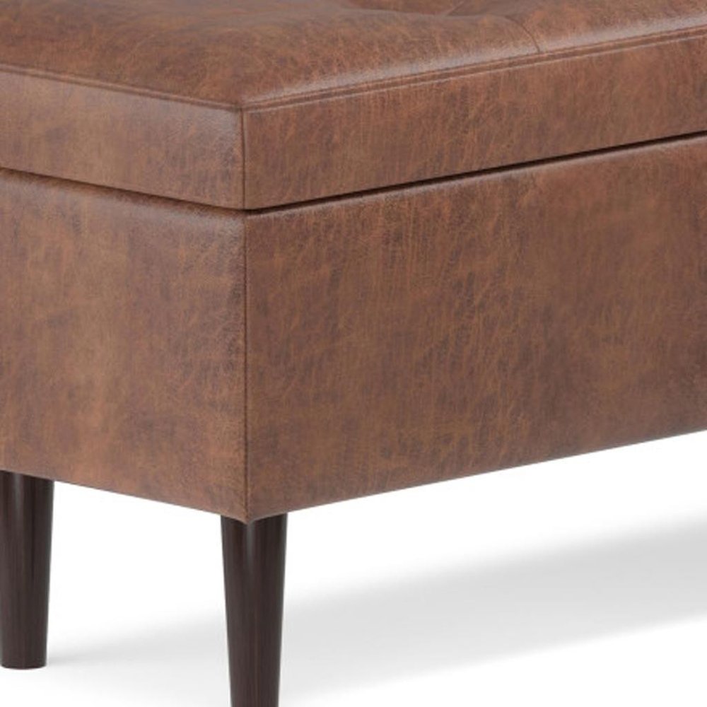 48" Brown Tufted Ottoman With Storage HomeRoots