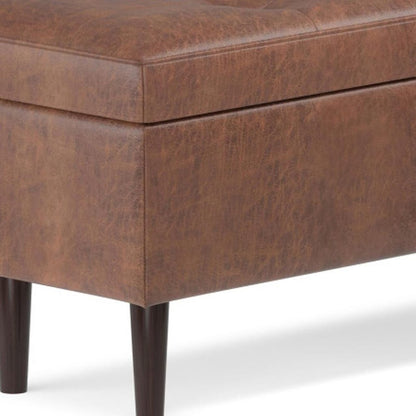 48" Brown Tufted Ottoman With Storage HomeRoots