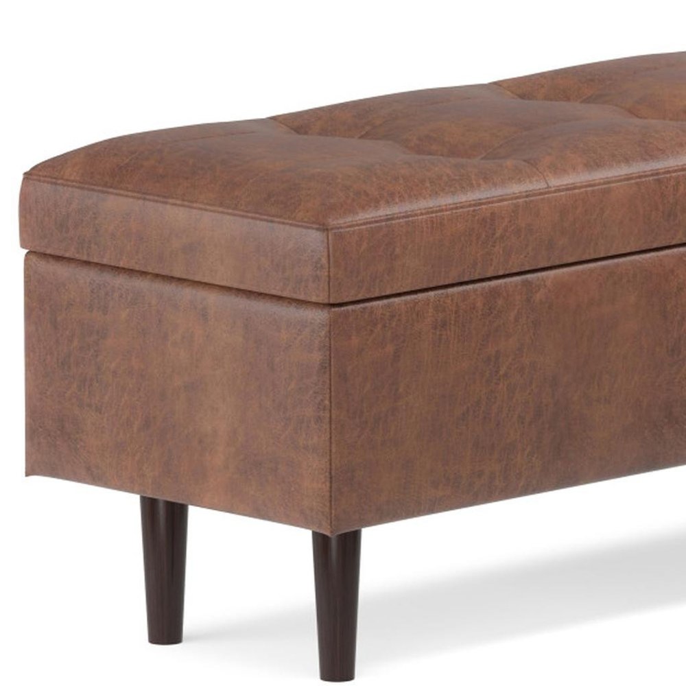 48" Brown Tufted Ottoman With Storage HomeRoots