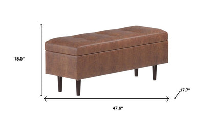 48" Brown Tufted Ottoman With Storage HomeRoots
