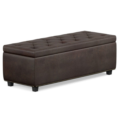 48" Brown And Dark Brown Tufted Ottoman With Storage HomeRoots