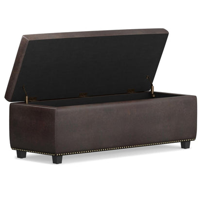 48" Brown And Dark Brown Tufted Ottoman With Storage HomeRoots