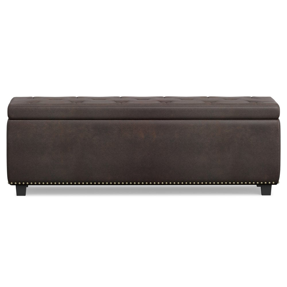 48" Brown And Dark Brown Tufted Ottoman With Storage HomeRoots
