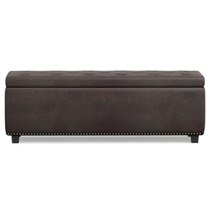 48" Brown And Dark Brown Tufted Ottoman With Storage HomeRoots