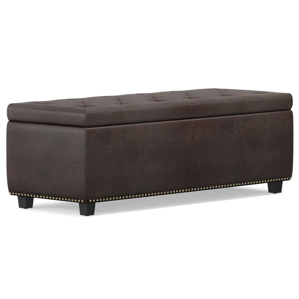 48" Brown And Dark Brown Tufted Ottoman With Storage — view 4