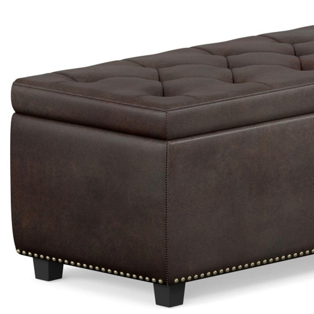 48" Brown And Dark Brown Tufted Ottoman With Storage — view 6