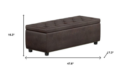 48" Brown And Dark Brown Tufted Ottoman With Storage HomeRoots