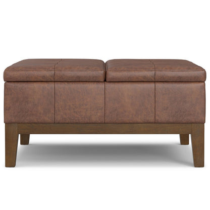 36" Brown And Walnut Tufted Ottoman With Storage HomeRoots