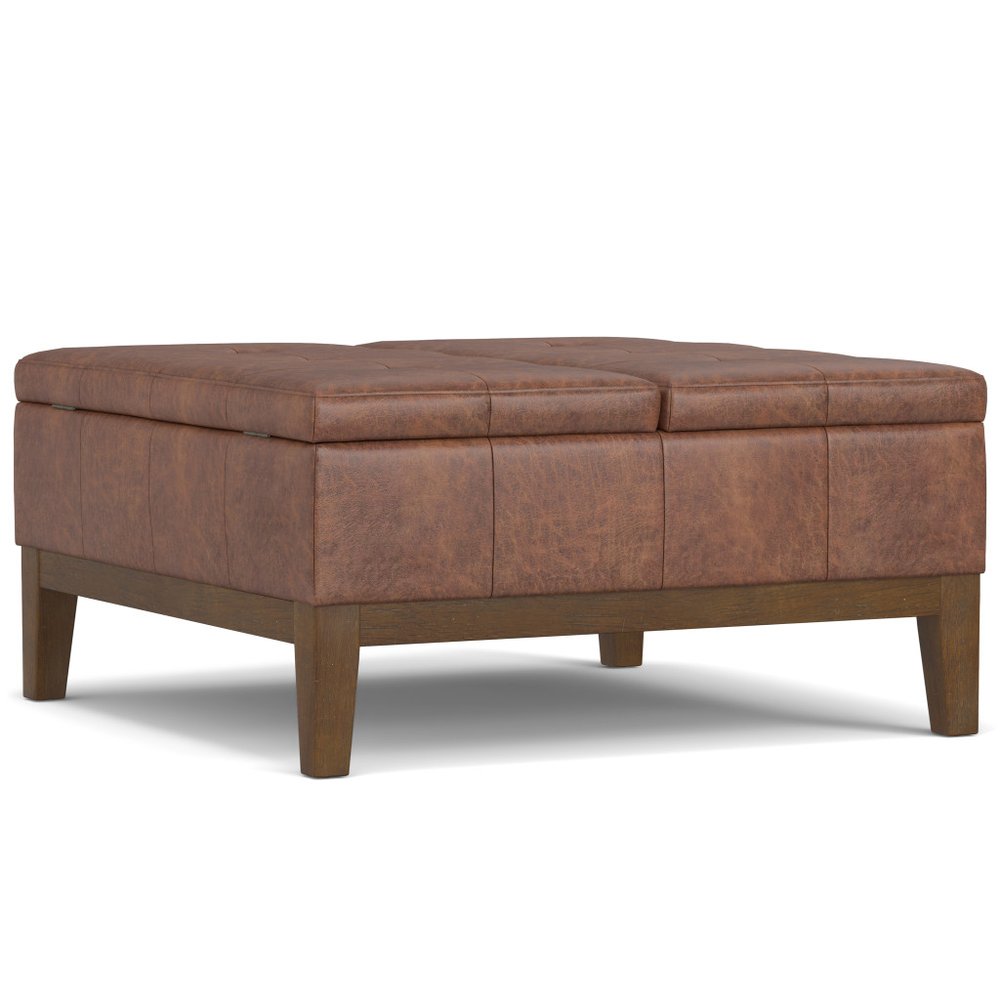 36" Brown And Walnut Tufted Ottoman With Storage — view 4