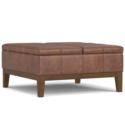 36" Brown And Walnut Tufted Ottoman With Storage HomeRoots