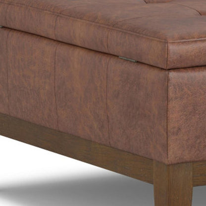36" Brown And Walnut Tufted Ottoman With Storage HomeRoots