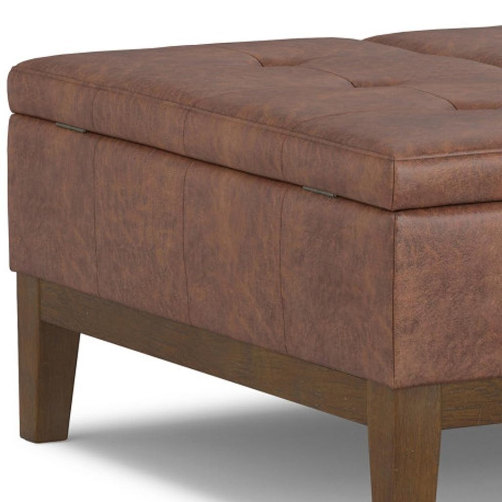 36" Brown And Walnut Tufted Ottoman With Storage — view 6