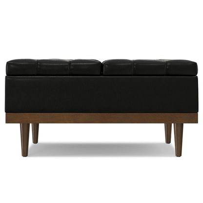 36" Slate Gray And Walnut Tufted Ottoman With Storage HomeRoots
