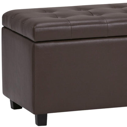 34" Chocolate And Dark Brown Tufted Ottoman With Storage HomeRoots