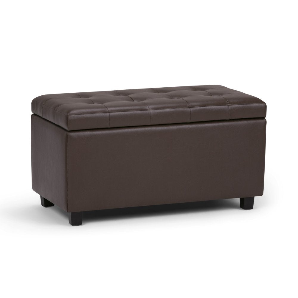 34" Chocolate And Dark Brown Tufted Ottoman With Storage HomeRoots