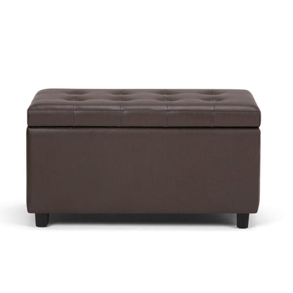 34" Chocolate And Dark Brown Tufted Ottoman With Storage HomeRoots