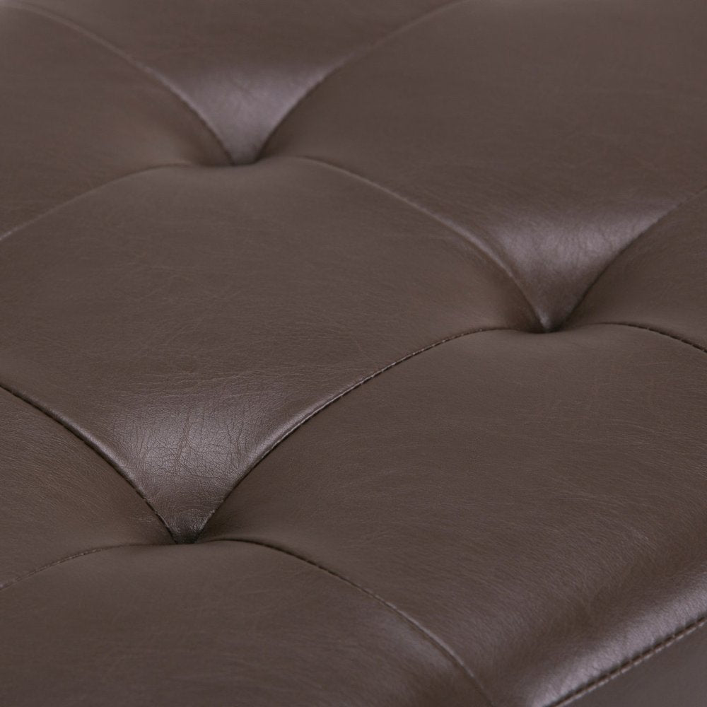 34" Chocolate And Dark Brown Tufted Ottoman With Storage — view 5