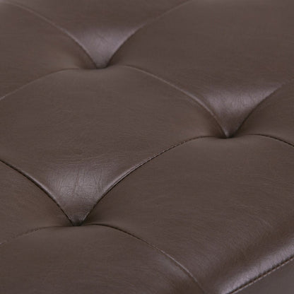 34" Chocolate And Dark Brown Tufted Ottoman With Storage HomeRoots
