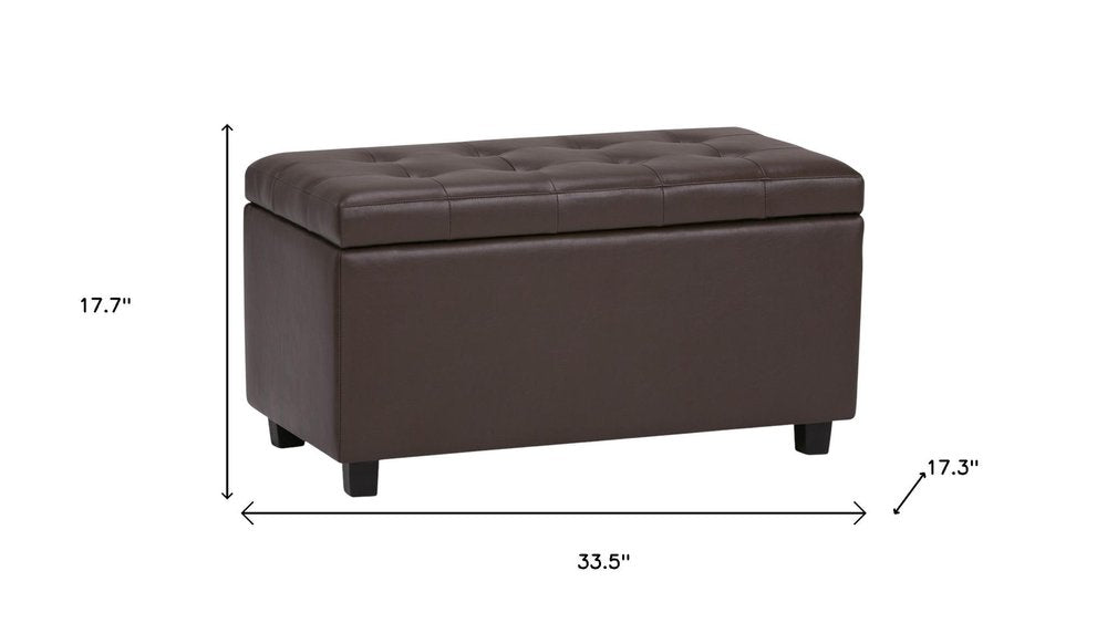 34" Chocolate And Dark Brown Tufted Ottoman With Storage — view 9