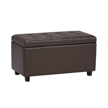 34" Chocolate And Dark Brown Tufted Ottoman With Storage HomeRoots