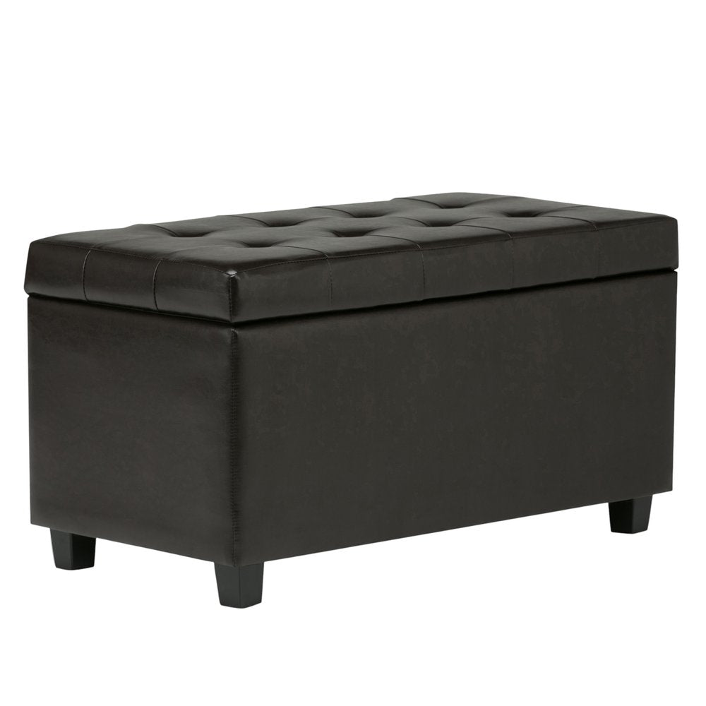 34" Brown And Dark Brown Tufted Ottoman With Storage — view 8
