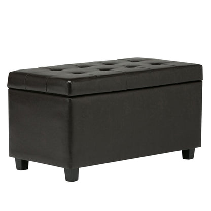 34" Brown And Dark Brown Tufted Ottoman With Storage HomeRoots