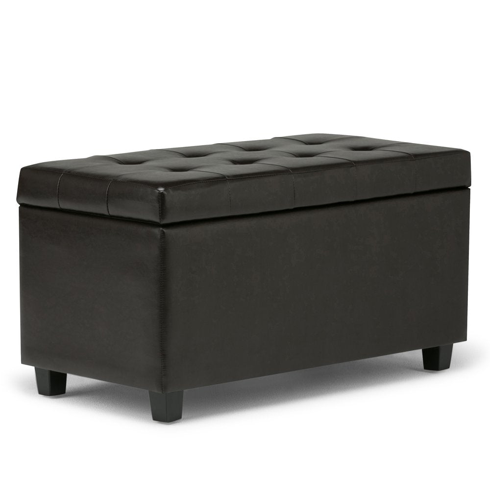 34" Brown And Dark Brown Tufted Ottoman With Storage — view 1
