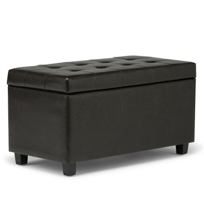 34" Brown And Dark Brown Tufted Ottoman With Storage HomeRoots