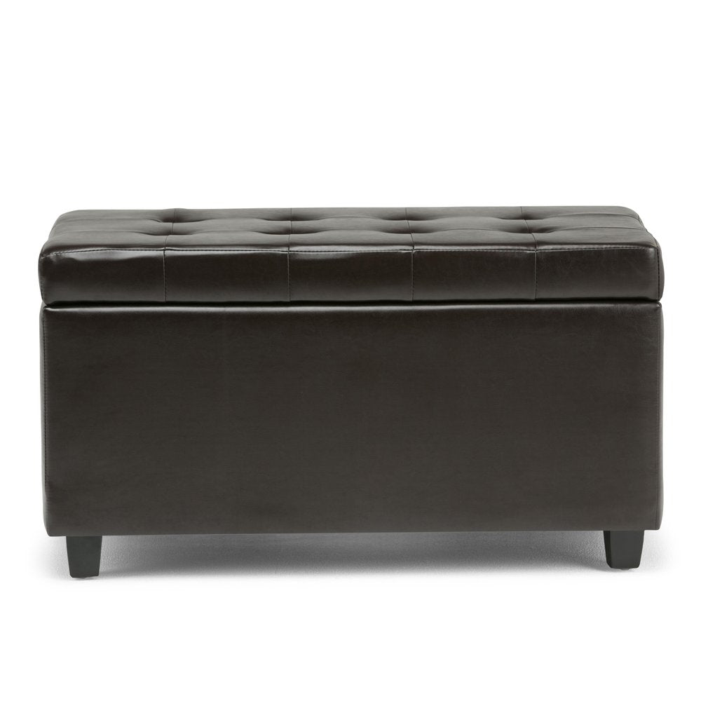 34" Brown And Dark Brown Tufted Ottoman With Storage HomeRoots