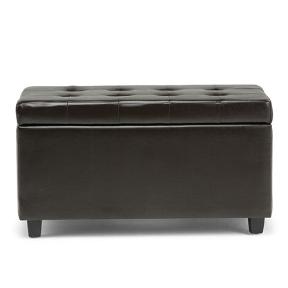 34" Brown And Dark Brown Tufted Ottoman With Storage HomeRoots