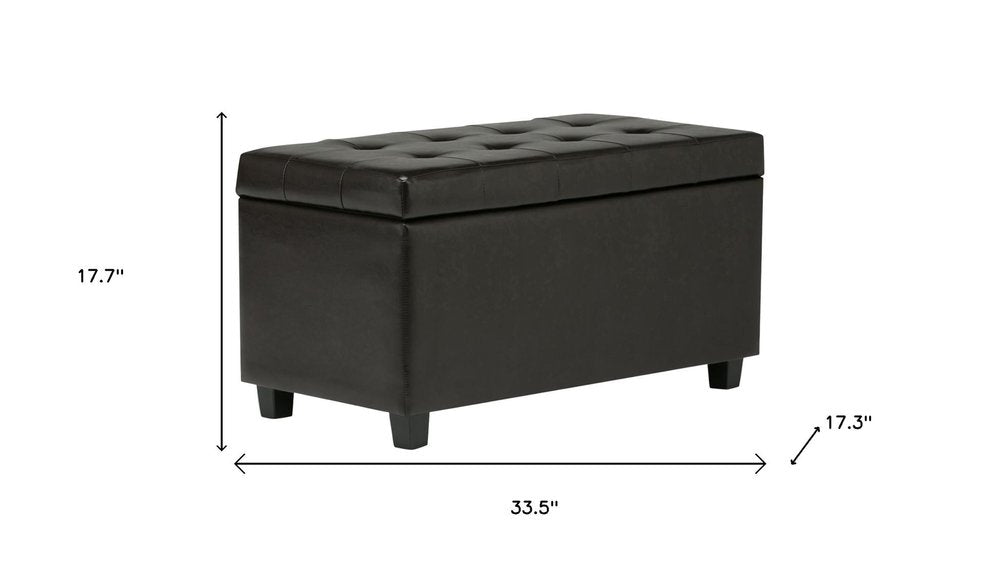 34" Brown And Dark Brown Tufted Ottoman With Storage — view 9