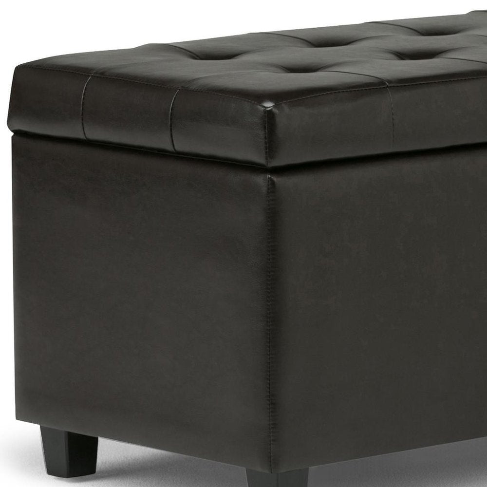 34" Brown And Dark Brown Tufted Ottoman With Storage — view 5