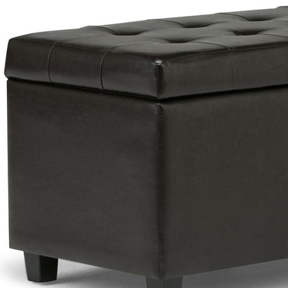 34" Brown And Dark Brown Tufted Ottoman With Storage HomeRoots