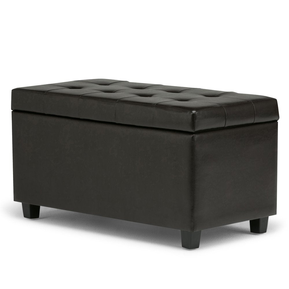 34" Brown And Dark Brown Tufted Ottoman With Storage — view 6