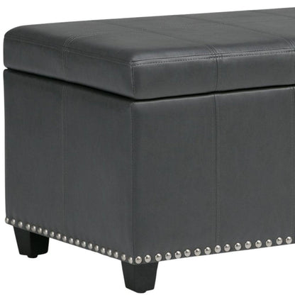 33" Brown And Espresso Faux Leather And Solid Wood Upholstered Storage Bench With Flip Top HomeRoots