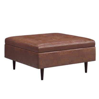 38" Brown Tufted Ottoman With Storage HomeRoots