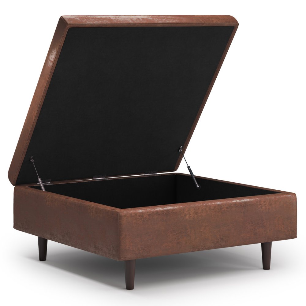 38" Brown Tufted Ottoman With Storage — view 2