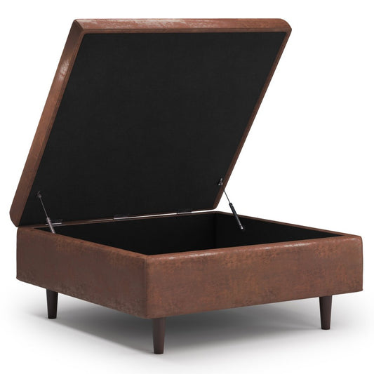 38" Brown Tufted Ottoman With Storage
