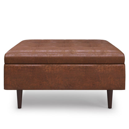 38" Brown Tufted Ottoman With Storage HomeRoots