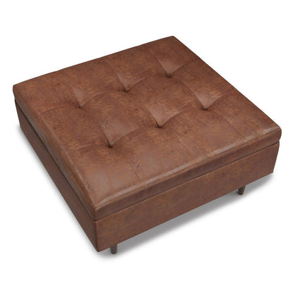 38" Brown Tufted Ottoman With Storage HomeRoots