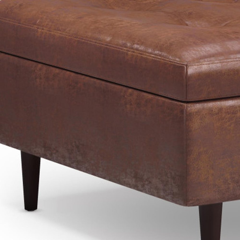 38" Brown Tufted Ottoman With Storage HomeRoots